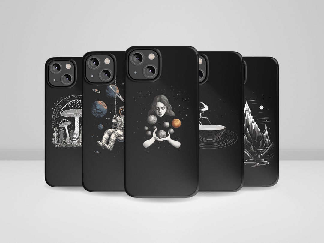 Black Trippy Phone Case Surreal Mushroom Phone Case Fit for