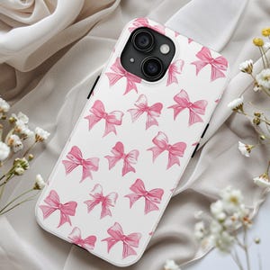 Pink Coquette Phone Case, Pink Bow Phone Case, iPhone 16 Phone Case, Kawaii Coquette Phone Case