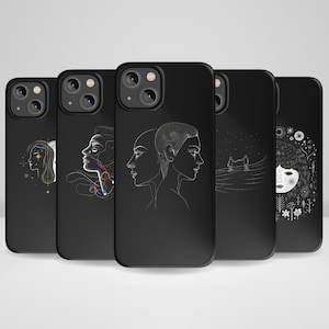 Feminine Line Art Phone Case One Line Couple Art fit for iPhone 15, iPhone 14 Plus, iPhone 14 Pro Max, iPhone 13, iPhone 12, 11, XR, 8+, 7