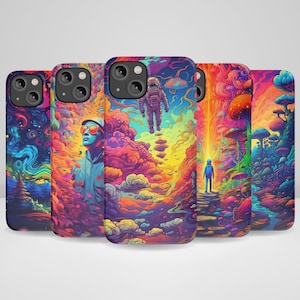 Colorful Trippy Phone Case Aesthetic Psychedelic Art for iPhone 16, iPhone 14 Plus, iPhone 14 Pro Max, iPhone 13, iPhone 12, 11, XR, 8+, 7