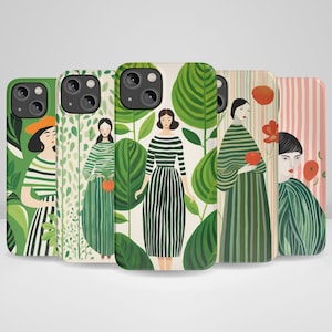 Lady In Green Phone Case Artistic Floral Phone Case fit for iPhone 15, iPhone 14, iPhone 14 Pro Max, iPhone 13, iPhone 12, 11, XR, 8+, 7