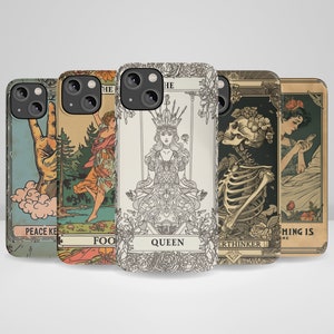 ミスティック タロット カード iPhone ケース、Overthinker 電話ケース、iPhone 16、iPhone 15、iPhone 14 Pro Max、iPhone 13、iPhone 12、11、XR、8+、7 に適合