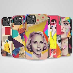 Colorful Collage Phone Case Girly Pop Art Phone Case fit for iPhone 15, iPhone 14 Plus, iPhone 14 Pro Max, iPhone 13, iPhone 12, 11, XR, 8+