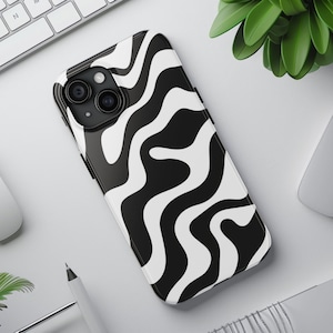 Wavy Phone Case, Groovy Wave Phone Case, Black and White Phone Case, Wavy Phone Case, Retro Phone Case