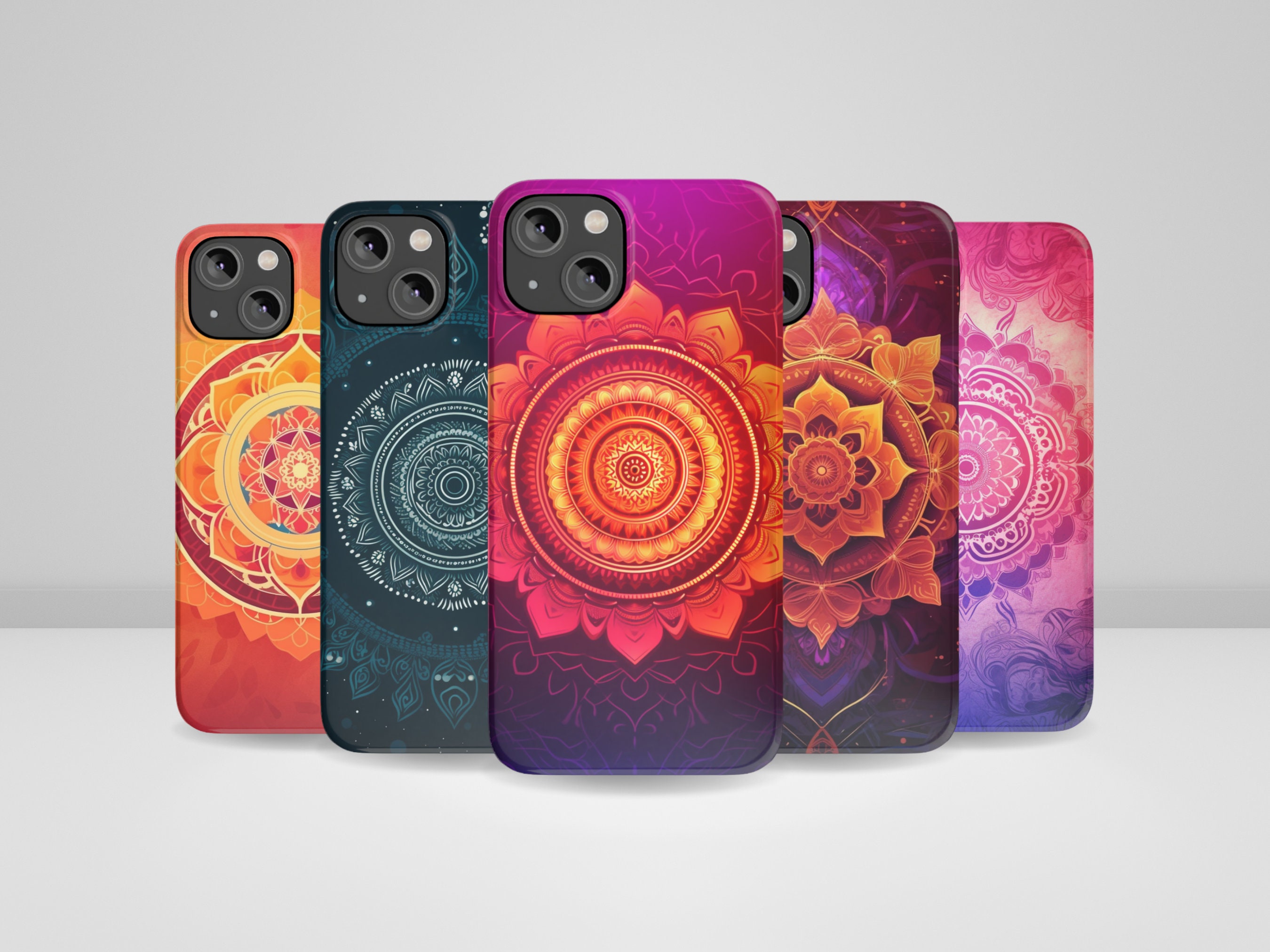 Bunte Mandala Handyhülle passend für iPhone 15, iPhone 14, iPhone 14 Pro Max, iPhone 13, iPhone 12, 11, XR, 8+, 7