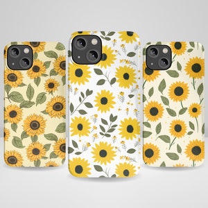 Minimalist Sunflower Phone Case, Sunflower Pattern fit for iPhone 15, iPhone 14 Plus, iPhone 14 Pro Max, iPhone 13, iPhone 12, 11, XR, 8+, 7
