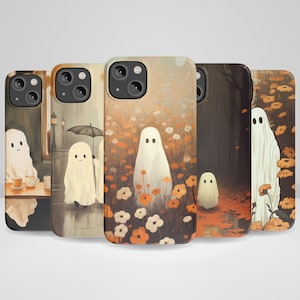 Aesthetic Halloween Ghost Phone Case, Cute Ghost fit for iPhone 16, iPhone 16 Plus, iPhone 15 Pro Max, iPhone 15, iPhone 14, 13, XR, 8+, 7