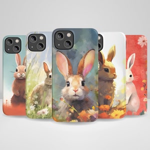 Adorable funda de teléfono Bunny Art, linda funda de teléfono de pintura de conejo para iPhone 15, iPhone 14, iPhone 14 Pro Max, iPhone 13, iPhone 12, 11, XR, 8+