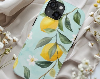 Zitrone Handyhülle, Türkis Zitrone iPhone Handyhülle, Zitrone Samsung s23, Niedliche Obst iPhone 15 Hülle, Obst Handyhülle
