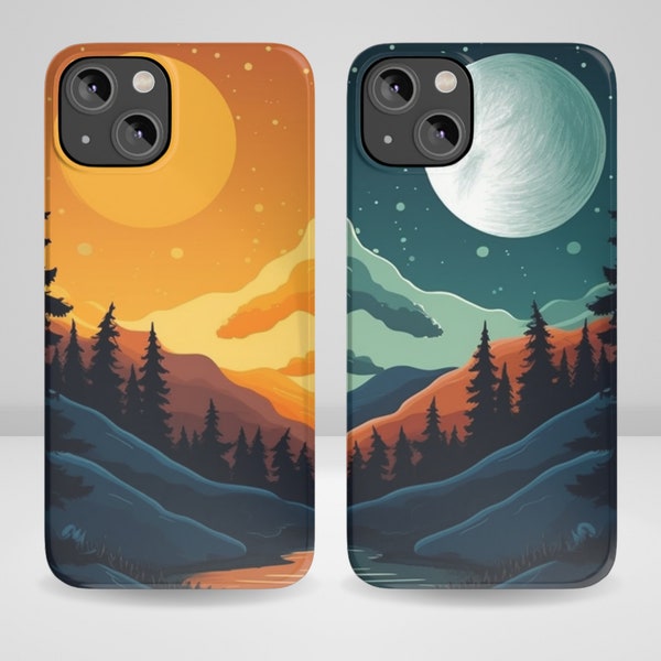 Day & Night Couple Phone Cases, Matching Phone Cases fit for iPhone 15, iPhone 14, iPhone 14 Pro Max, iPhone 13, iPhone 12, 11, XR, 8+, 7