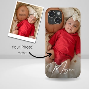 Étui de téléphone photo pour enfants Étui de téléphone photo personnalisé avec nom personnalisé et photo de bébé pour iPhone 15, iPhone 14, iPhone 14 Pro Max, iPhone 13,