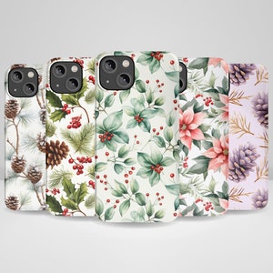Elegant Christmas Pattern Phone Case Pretty Pattern for iPhone 16, iPhone 16 Plus, iPhone 14 Pro Max, iPhone 13, iPhone 12, 11, XR, 8+, 7