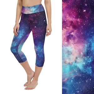 Yoga Capri Leggings | Space, Stars, and Galaxies
