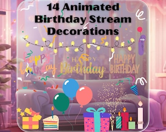 Animated Birthday Stream Emotes for Twitch & Discord (Digital Download)