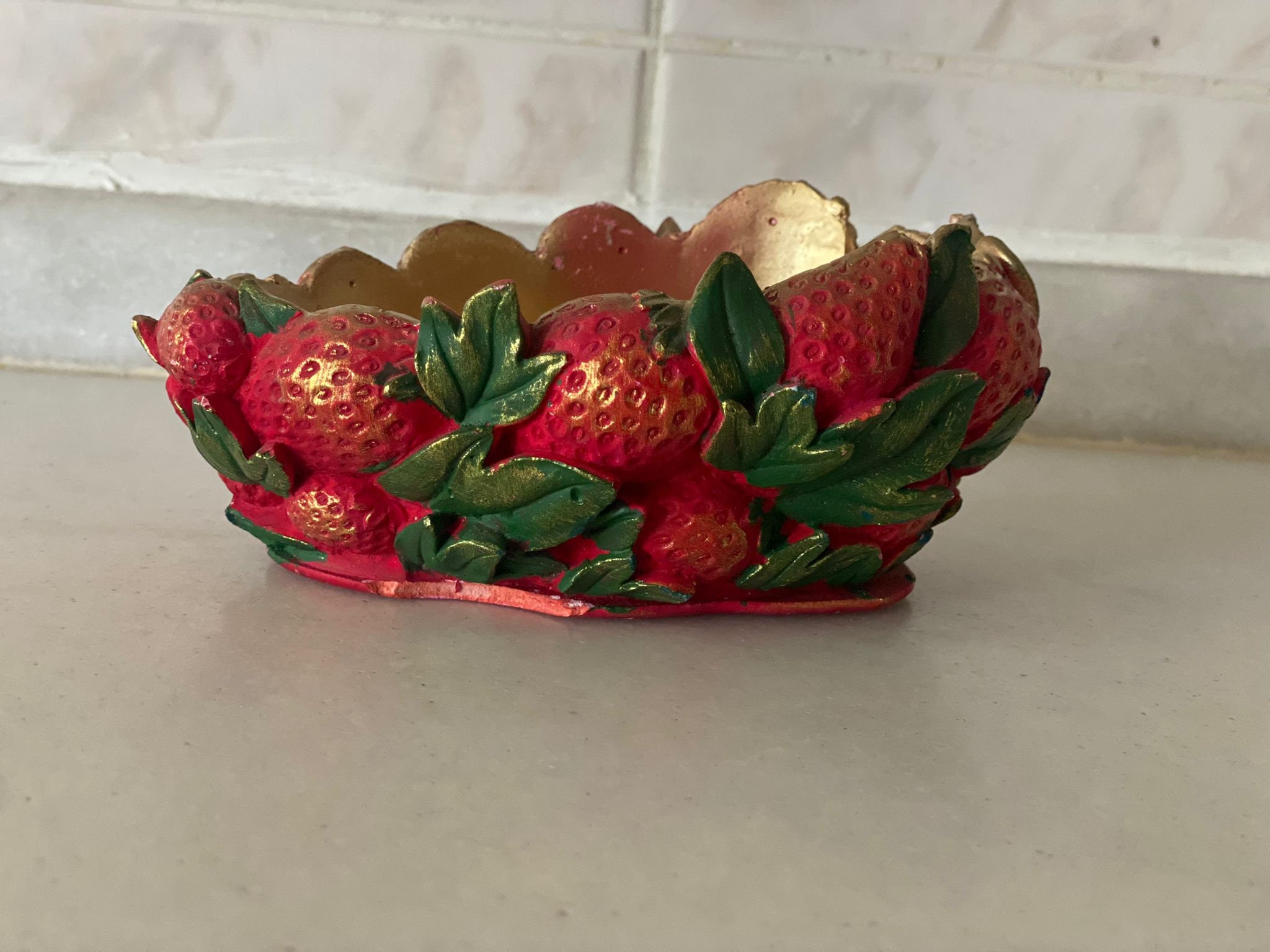 Home Decor, Home Design, Hand Made, Plate, Paint, Strawberry, Fruit
