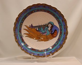 22" Handmade Ceramic Plate, Turkish Ceramis Plate, Ceramic Pottery, Hanging Plate, Wallhanging Plate, Ceramic Home Decor,Housewarming Gift