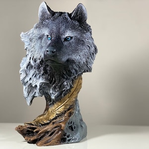 Wolf Statue, Wolf Statue, Wolf Bust Sculpture, Handmade Wolf Statue, Animal Statue, Animal Home Decor, Housewarning Gift, Statue Art, Wolf