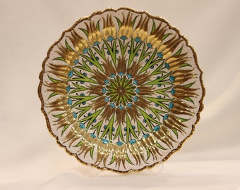 12k Gold, Handmade Ceramic Plate, Turkish Ceramis Plate, Ceramic Pottery, Hanging Plate, Wallhanging Plate, Ceramic Home Decor,Housewarming