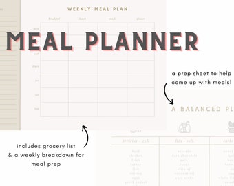 Digital Download Weekly Meal Planner | Undated Digital Download |