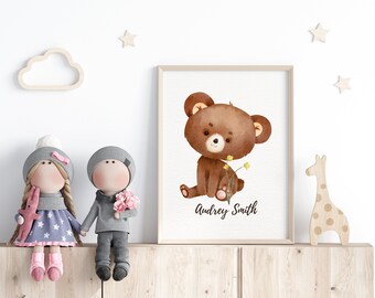 Bambino orso stampa genere neutro vivaio parete arte sala giochi parete arte bambino doccia regalo animale stampa arte stampabile vivaio baby animale arte stampa