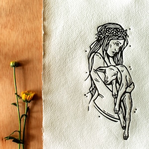 Linocut &quot;May&quot; - Linocut, Linoprint