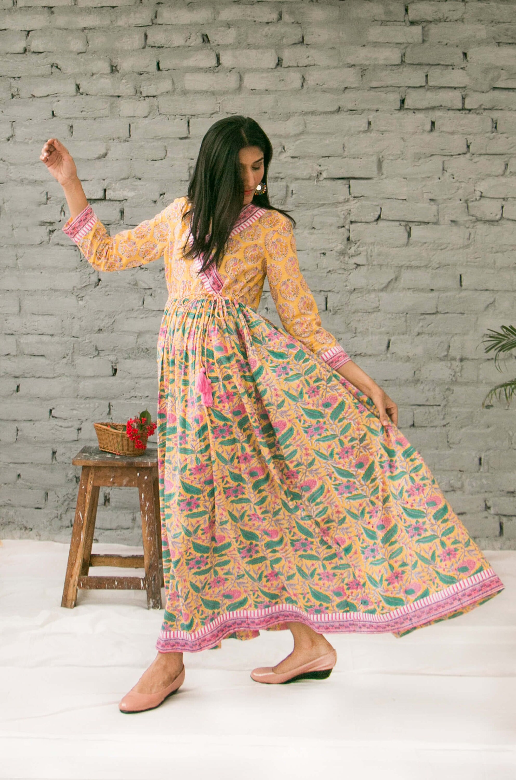 white christmas dresses Cotton Angrakha Style Coord Set