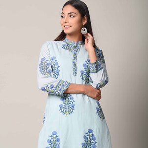 block print kurta	handblock kurti	indigo Kurta sets	Indian Kurti pants	Jaipuri print Kurta	blue salwar kameez	blue kurti for women	Indian suit set blue	block print suit set	blue cotton Kurti	Kurti pants blue	fabindia cotton	Women's Clothing