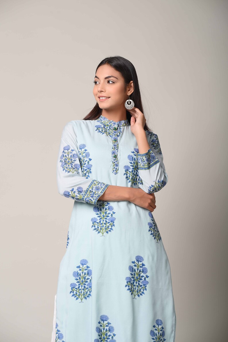 block print kurta	handblock kurti	indigo Kurta sets	Indian Kurti pants	Jaipuri print Kurta	blue salwar kameez	blue kurti for women	Indian suit set blue	block print suit set	blue cotton Kurti	Kurti pants blue	fabindia cotton	Women's Clothing