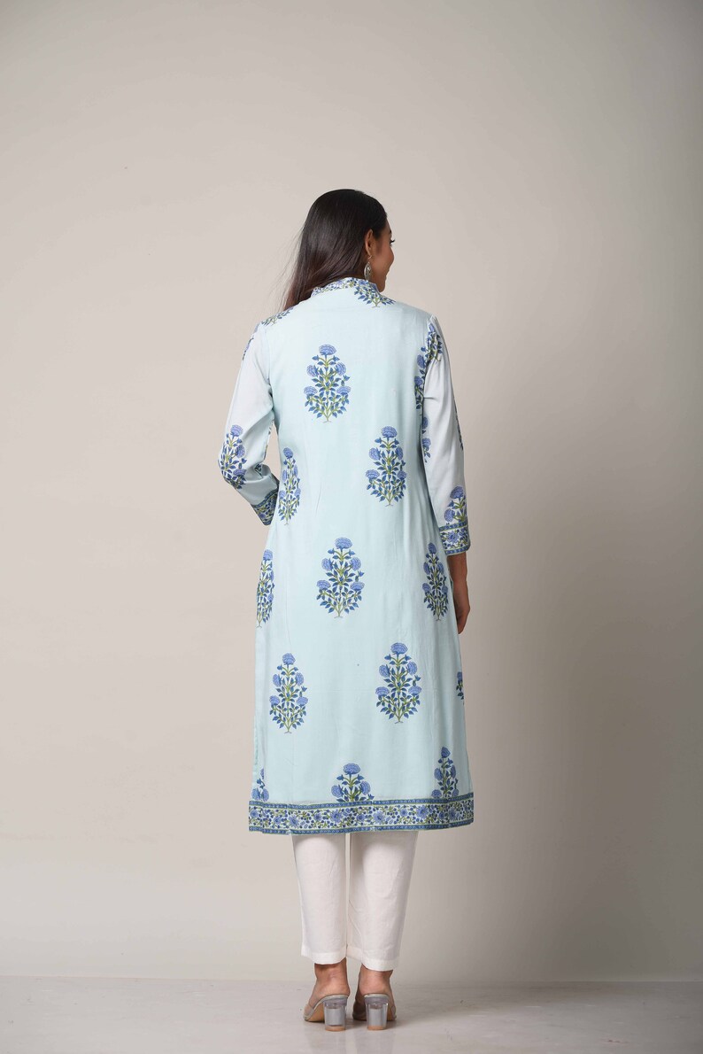 block print kurta	handblock kurti	indigo Kurta sets	Indian Kurti pants	Jaipuri print Kurta	blue salwar kameez	blue kurti for women	Indian suit set blue	block print suit set	blue cotton Kurti	Kurti pants blue	fabindia cotton	Women's Clothing