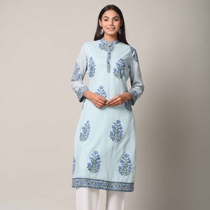 block print kurta	handblock kurti	indigo Kurta sets	Indian Kurti pants	Jaipuri print Kurta	blue salwar kameez	blue kurti for women	Indian suit set blue	block print suit set	blue cotton Kurti	Kurti pants blue	fabindia cotton	Women's Clothing