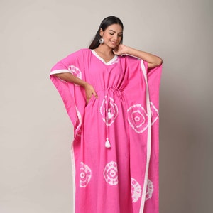 Tie Dye Long Caftan | Handmade Cotton Kaftan Dress | Vacation Cover Up