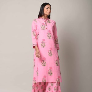 Kurta with Palazzo Set, Block Print Flared Kurta, Handmade Kurta Pyjama Set, High demanded wedding wear dress, Gift For Her, Free Shipping