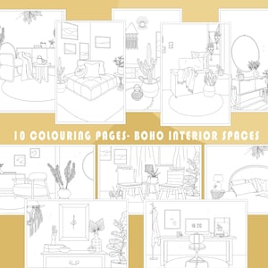 10 Colouring Pages- Digital File-instant Download- Interior Design ...