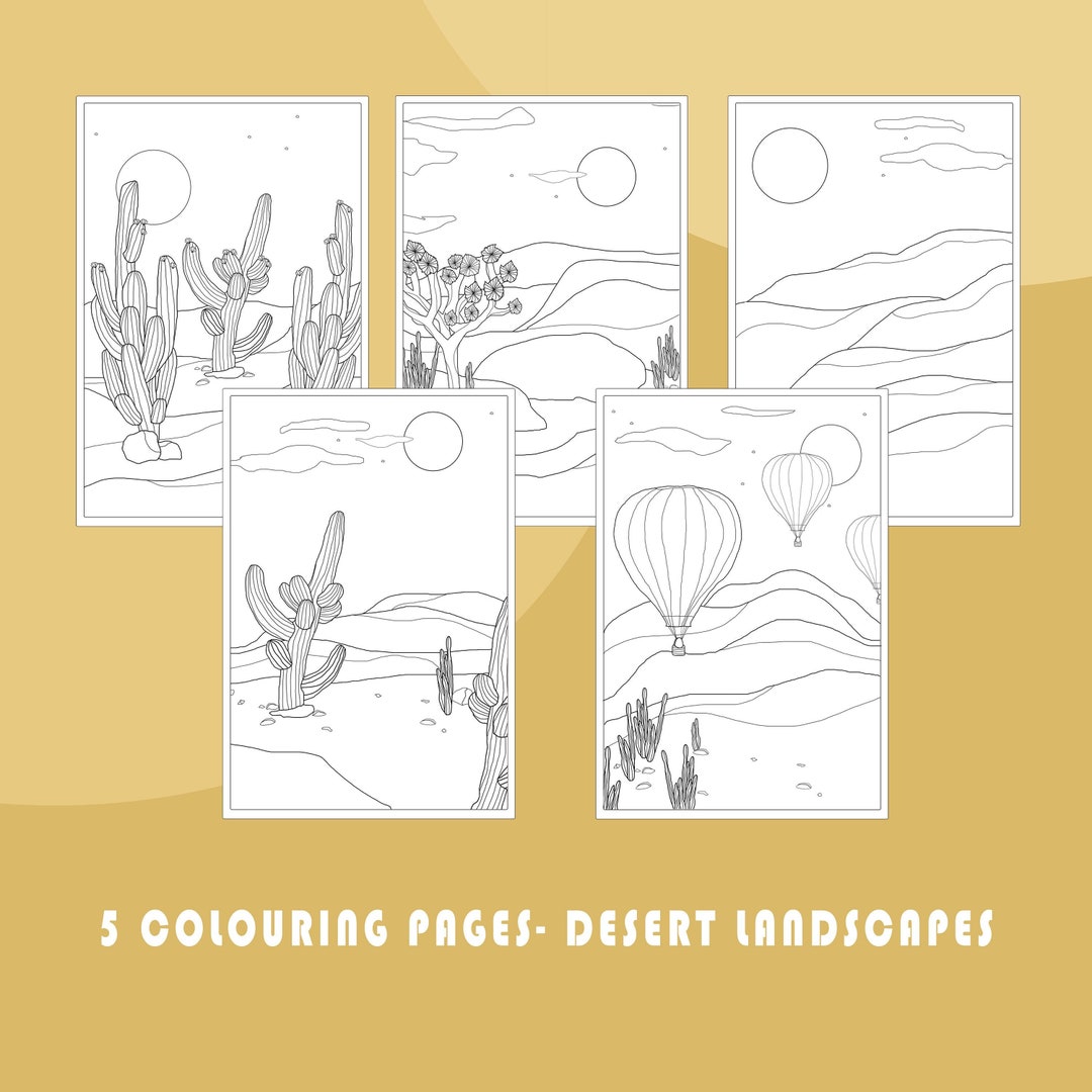 5 Colouring Pages- Digital File-instant Download- Boho Style- Desert ...