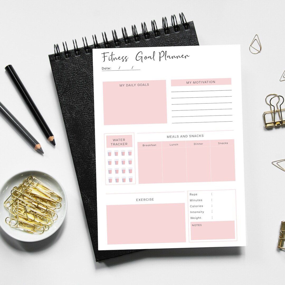 Fitness Goal Planner Printable Fitness Goal Tracker Monthly Etsy