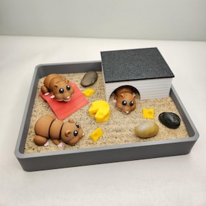 Decoración de escritorio en miniatura para jardín zen de hámster/Accesorio de oficina para aliviar el estrés