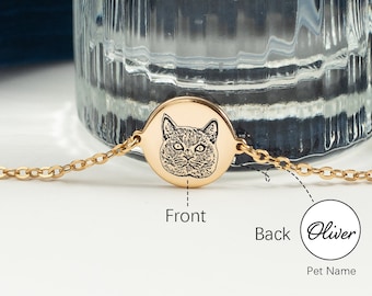 Bracciale personalizzato con ritratto di animale domestico, braccialetto con disco fotografico per cani inciso, braccialetto personalizzato con ritratto di animale domestico, gioielli commemorativi per animali domestici, regalo per gli amanti degli animali domestici