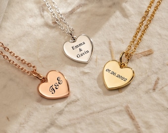 Collana con nome iniziale con cuore, Collana con nome personalizzato, Delicato ciondolo con lettera incisa, Regali personalizzati per le donne, Regalo di compleanno per la sorella