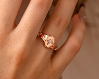 Personalized Birth Flower Ring, Multiple Birth Flower Ring, Family Birth Flower Jewelry, Mother's Day Gift For Her, Birthday Gift For Mom