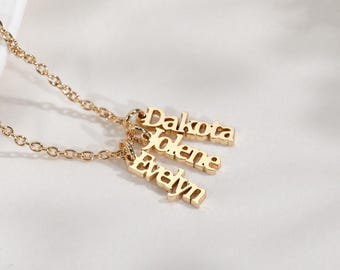 Personalized Multiple Name Necklace, Vertical Name Family Necklace, Children Names Jewelry for Mom, Birthday Gift for Her, Christmas Gifts