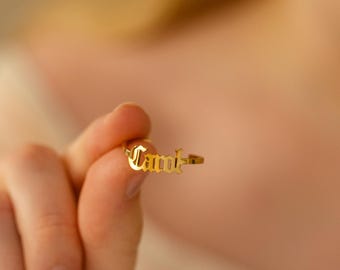 Personalized Name Ring, Custom Name Jewelry, Stacking Name Ring, Cusom Stacking Ring, Adjustable Ring, Meaningful Jewelry Gift, Gift For Her