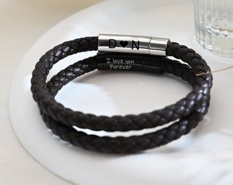 Personalisiertes Lederarmband, Herrenarmband mit Gravur, Lederarmband für Ihn, Geschenk für Männer, Geschenk zum Vatertag