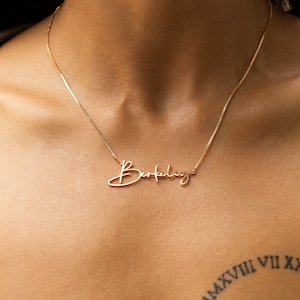 14K Gold Name Necklace, Personalized Name Pendant Necklace, Custom Name Necklace, Gift for Her, Minimalist Name Jewelry for Women