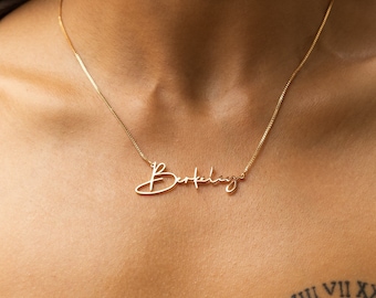 Collar con nombre de oro de 14 quilates, colgante con nombre personalizado, regalo para ella, joyería minimalista con nombre para mujer.