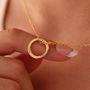 Colar com nome circular personalizado, colar com nome gravado personalizado, joias artesanais com vários nomes, presente de dia das mães para ela, presente para casal