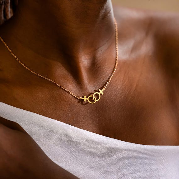 Lesbian Necklace,LGBTQ Pride Jewelry,Rainbow Necklace,Gay Pride Jewelry,Queer Love Necklace,Pride Month Gift,Venus Necklace,Lesbian Jewelry