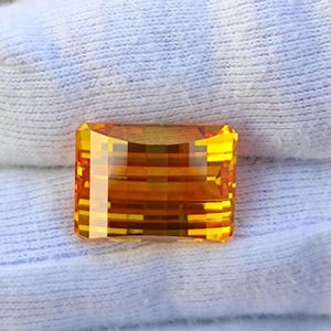 Citrine Colour Zirconia Gemstone, Pixel Cut Stone, 29 Ct. 12×16 MM, Rectangle Shape, Pendant Stone, Jewellery Making, loose gemstone.