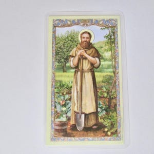 Carte de prière de Saint Fiacre de Breuil. Patronne des jardiniers.