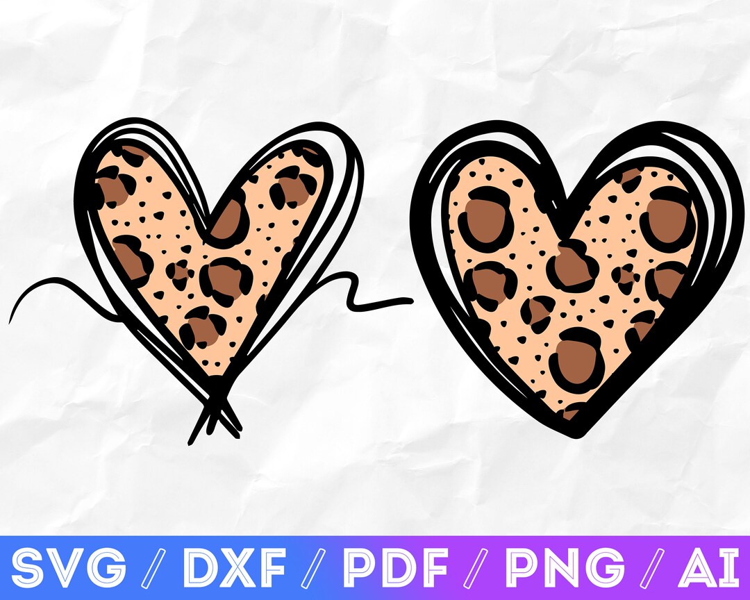 Leopard Print Heart SVG Hand Drawn Animal Skin, Wild Life Cheetah