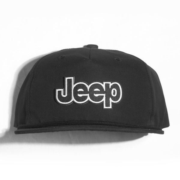 JEEP Black Rope Snapback Hat | Black Rope | Vintage Style | Patch | Truck | Wrangler | Cherokee | Cap | Classic Cap| Unisex